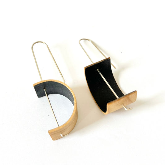 Bentwood Kauri Crescent Earrings - Black