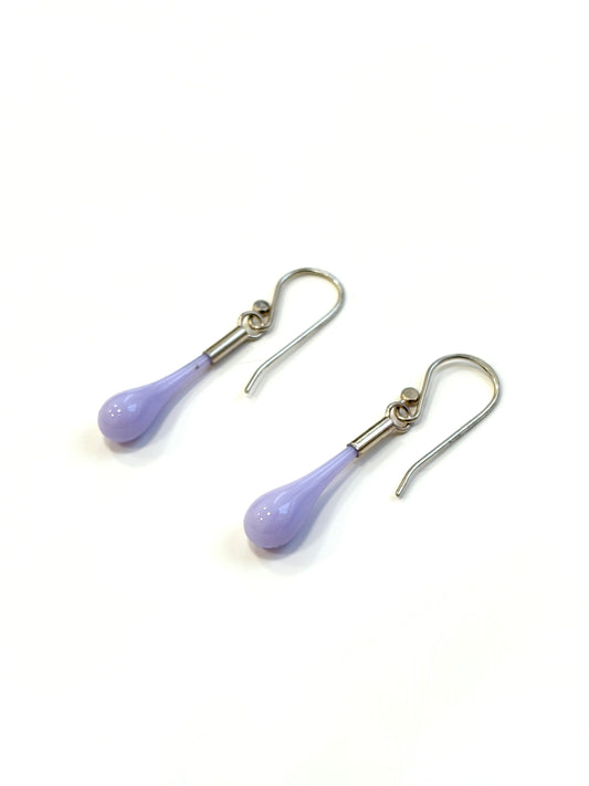 Glass Teardrop Earrings - Soft Lilac, Opaque