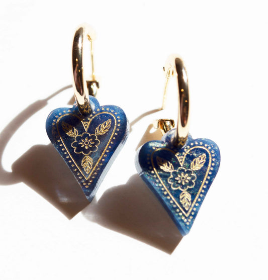 Boho Heart Earrings - Midnight