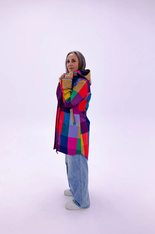 Colour Block - Waterproof, Long Raincoat