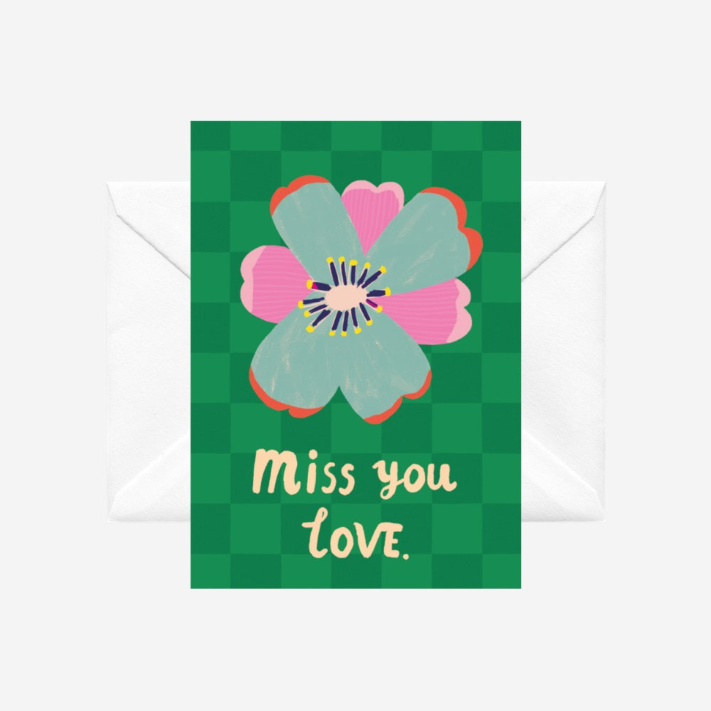 Miss You Love - illustrated card by Crissie Rodda