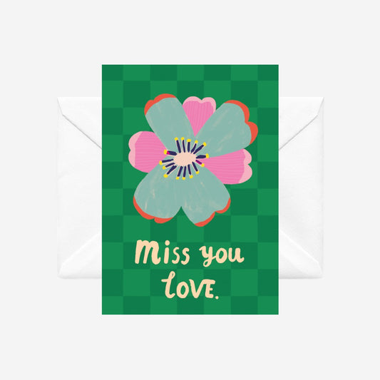 Miss You Love - illustrated card by Crissie Rodda