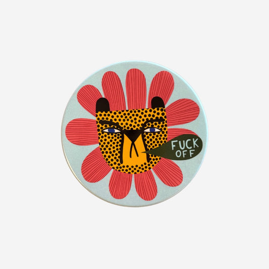 Ceramic Coaster - Cheetah Face - Fuck Off - by Studio Soph
