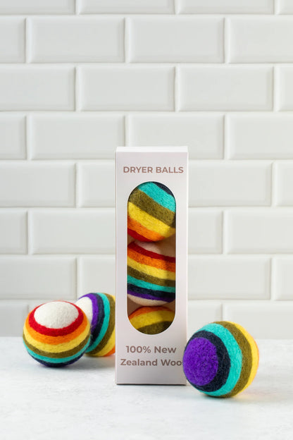 Rainbow NZ Wool Dryer Balls - set of 3