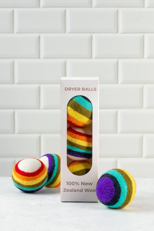 Rainbow NZ Wool Dryer Balls - set of 3