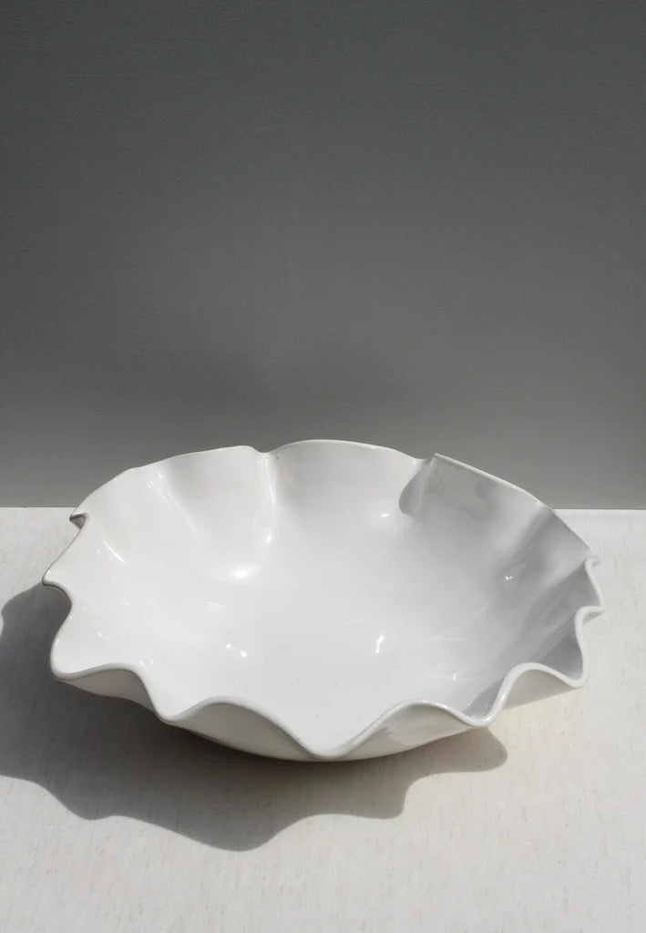 White Ceramic Ruffle Bowl by Formantics