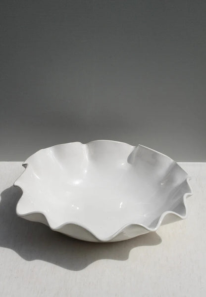 White Ceramic Ruffle Bowl by Formantics