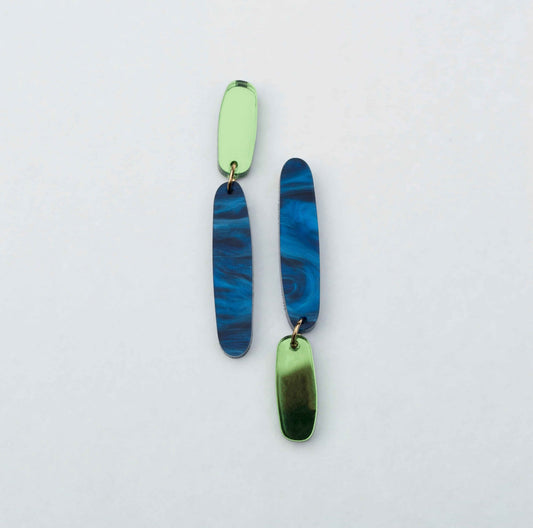 Tango Earrings - Cobalt/Lime