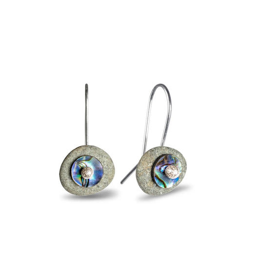 Beach Stone Paua Drop Earrings