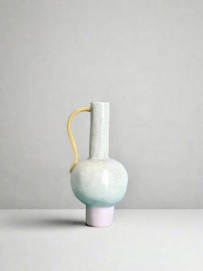 Oh Pretty One Vase - Natural, Pink Base and Mustard Handle by Formantics