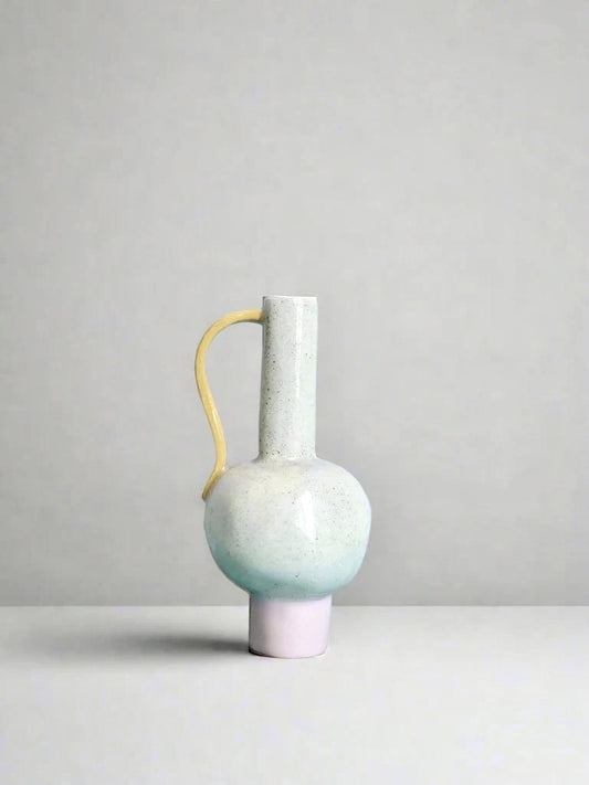 Oh Pretty One Vase - Natural, Pink Base and Mustard Handle by Formantics
