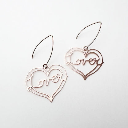 Midi lover Heart Earrings in Rose Gold