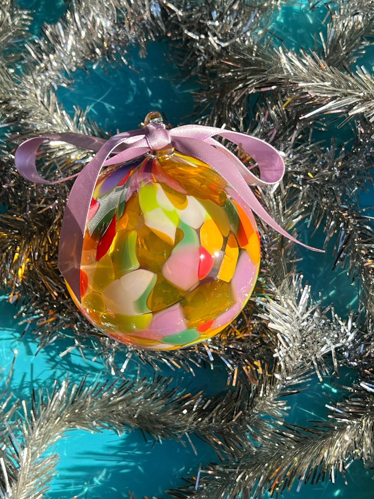 Tutti Frutti - Handblown Glass Bauble - Lilac Ribbon