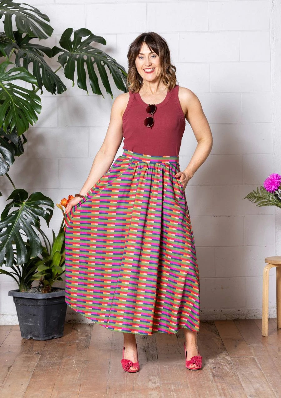 Cotton Skirt with pockets - Long Lines Retro