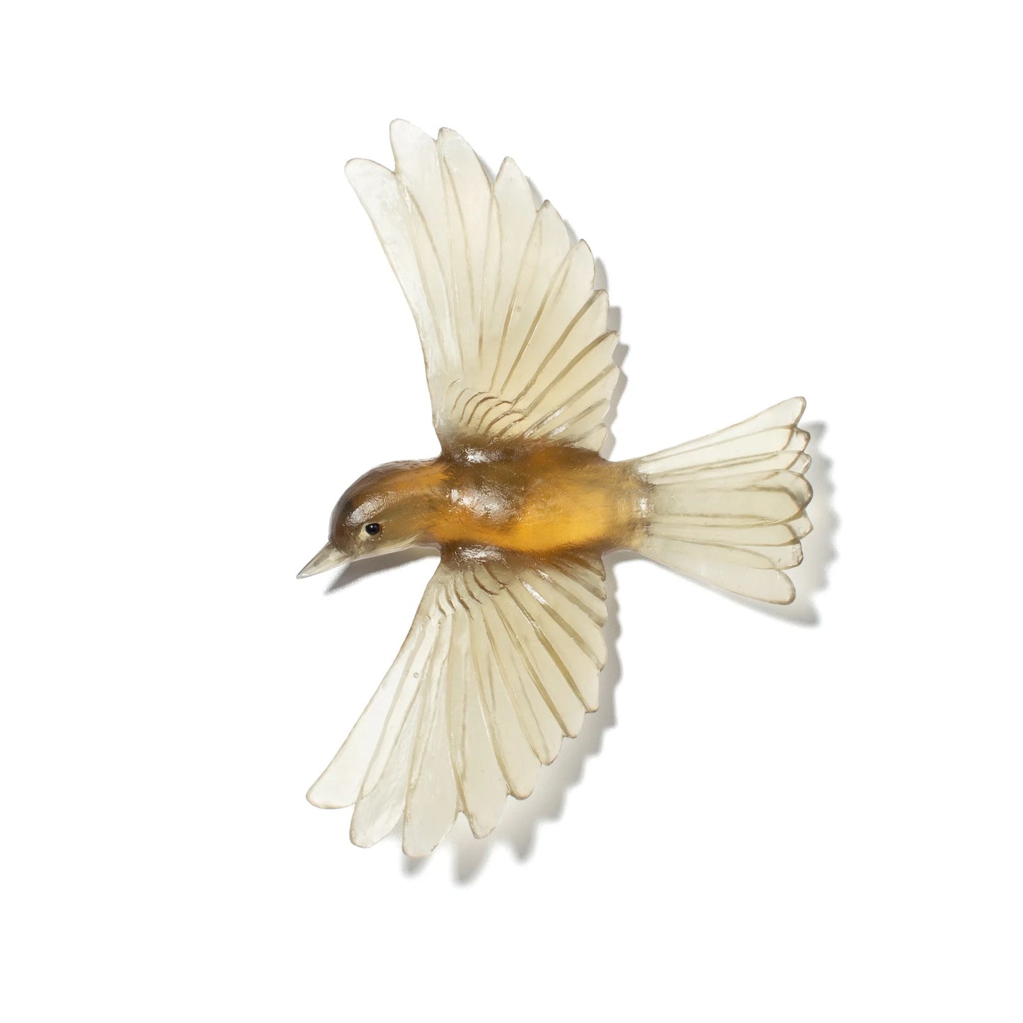 Yellowhead / Mōhua - Bronze - Glass bird artwork by Luke Jacomb Studio
