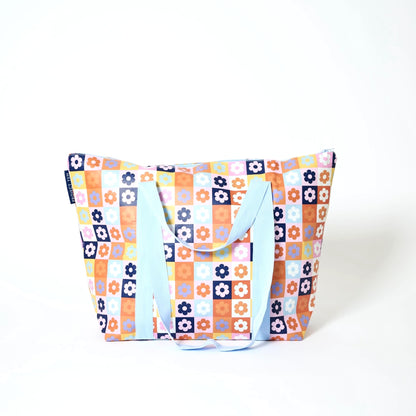 Medium Zip Tote Bag - Square Garden
