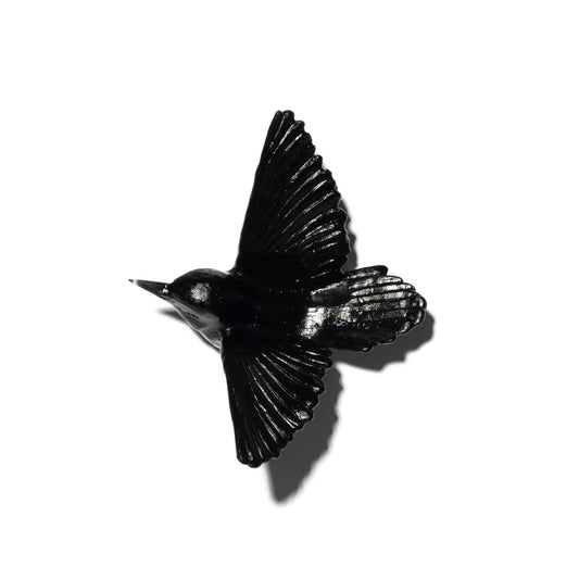 Tomtit / Kōmiromiro - Solid Black - by Luke Jacomb Studio