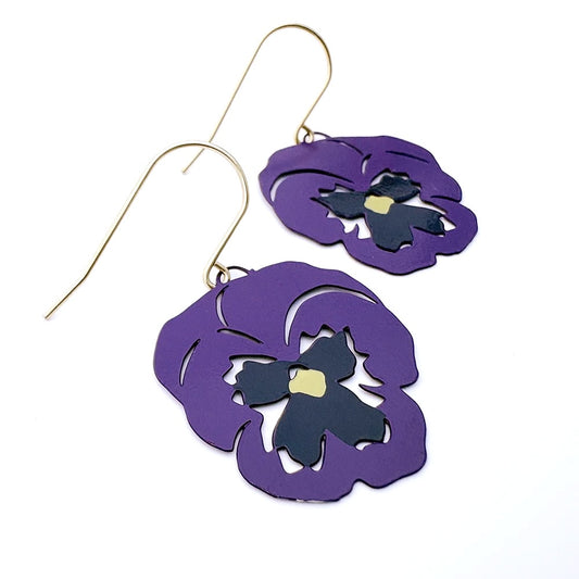 Pansy flower earrings in Violet & Purple