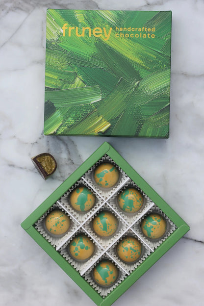 Pistachio Knafeh Dubai Style Bonbons - Handcrafted Chocolates - Box of 9