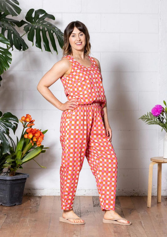 Balloon Pant - Handdrawn Check Burnt Orange