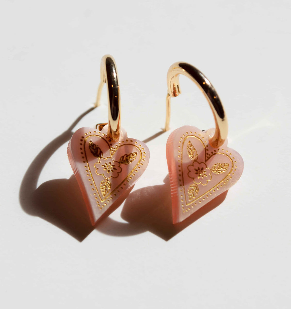 Boho Heart Earrings - Blush