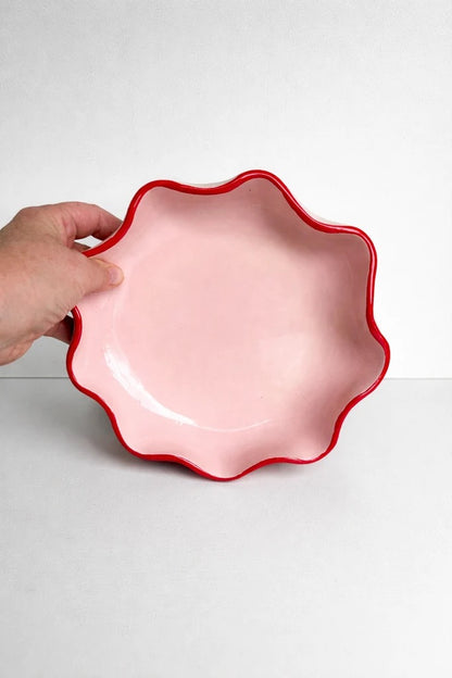 Pink Ruffle Bowl with Red Rim by Formantics