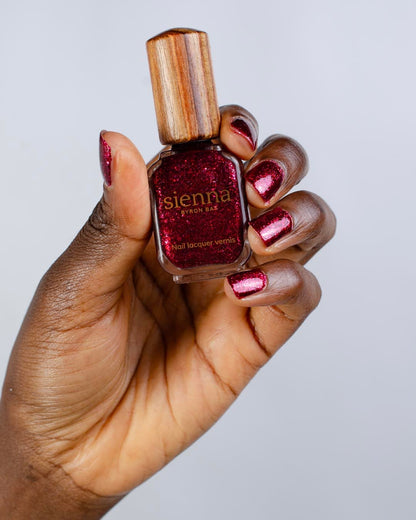 'Starlit Rose' Luscious Deep Red Sparkle Nail Polish - 10ml