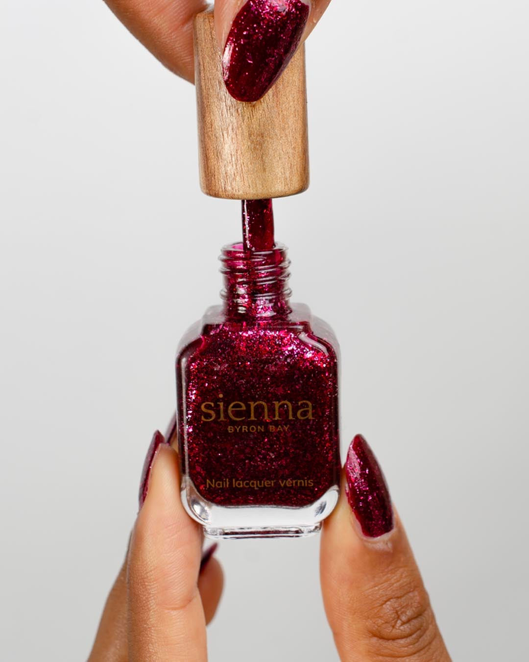 'Starlit Rose' Luscious Deep Red Sparkle Nail Polish - 10ml
