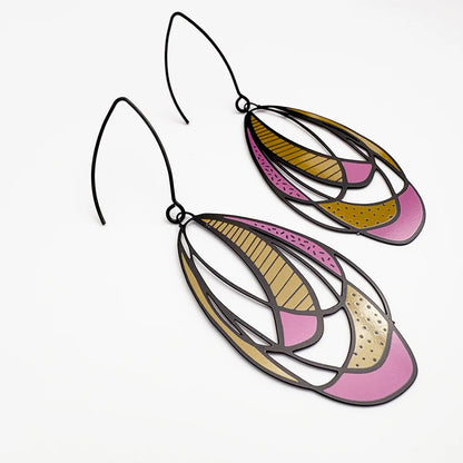 Art School Drop Out earrings in Pink and orange