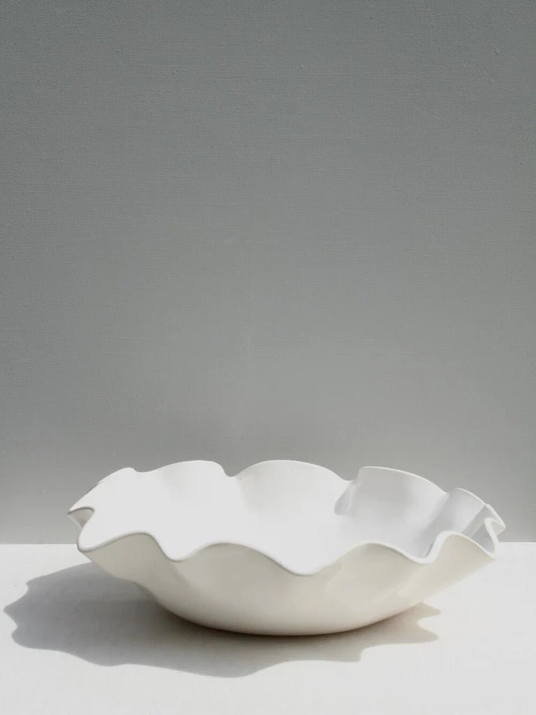 White Ceramic Ruffle Bowl by Formantics
