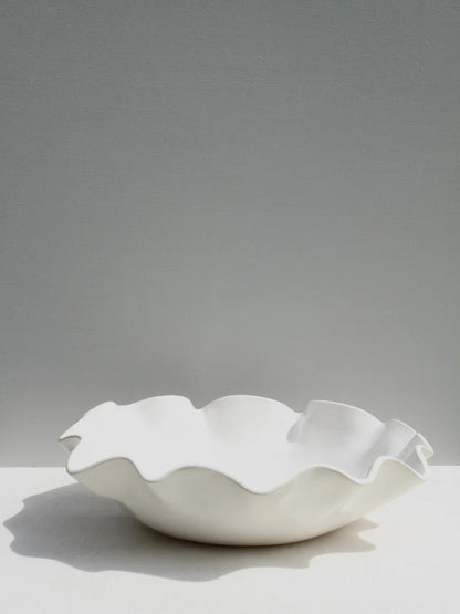 White Ceramic Ruffle Bowl by Formantics