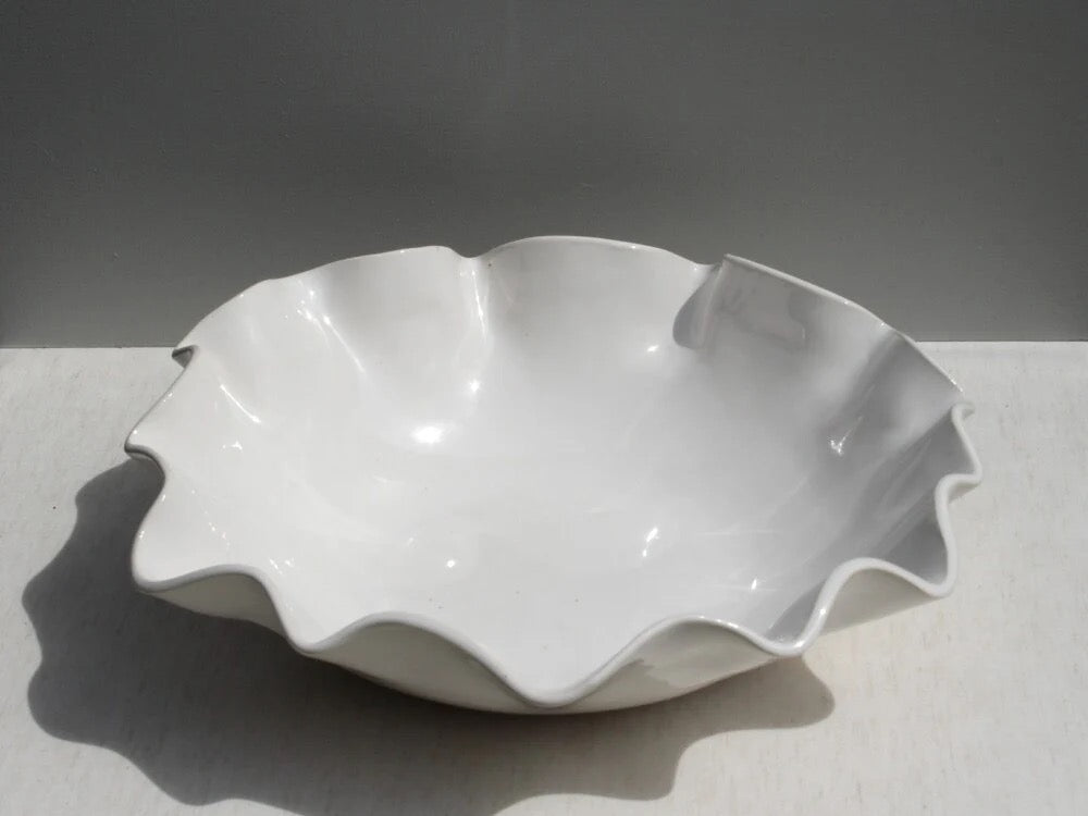 White Ceramic Ruffle Bowl by Formantics