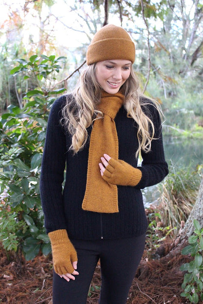Possum Merino Open Fingered Glove - Gold