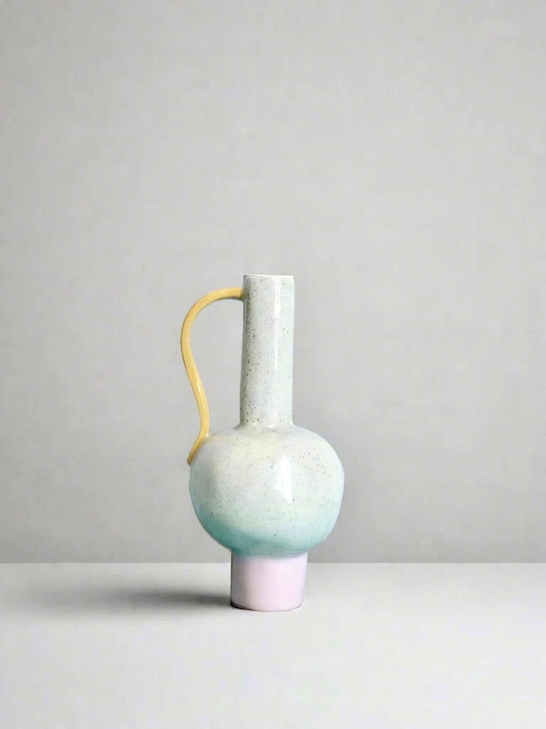 Oh Pretty One Vase - Natural, Pink Base and Mustard Handle by Formantics