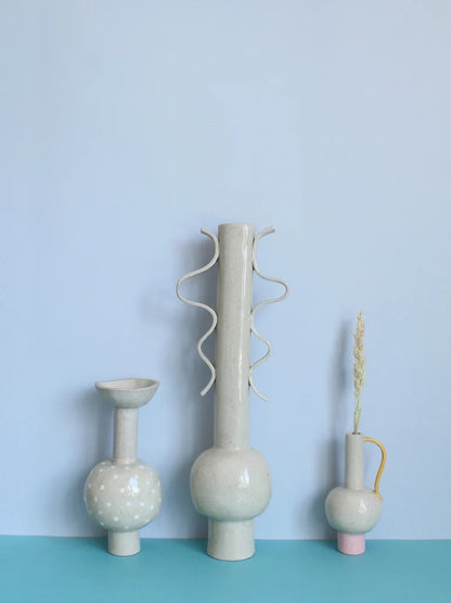 Oh Pretty One Vase - Natural, Pink Base and Mustard Handle by Formantics