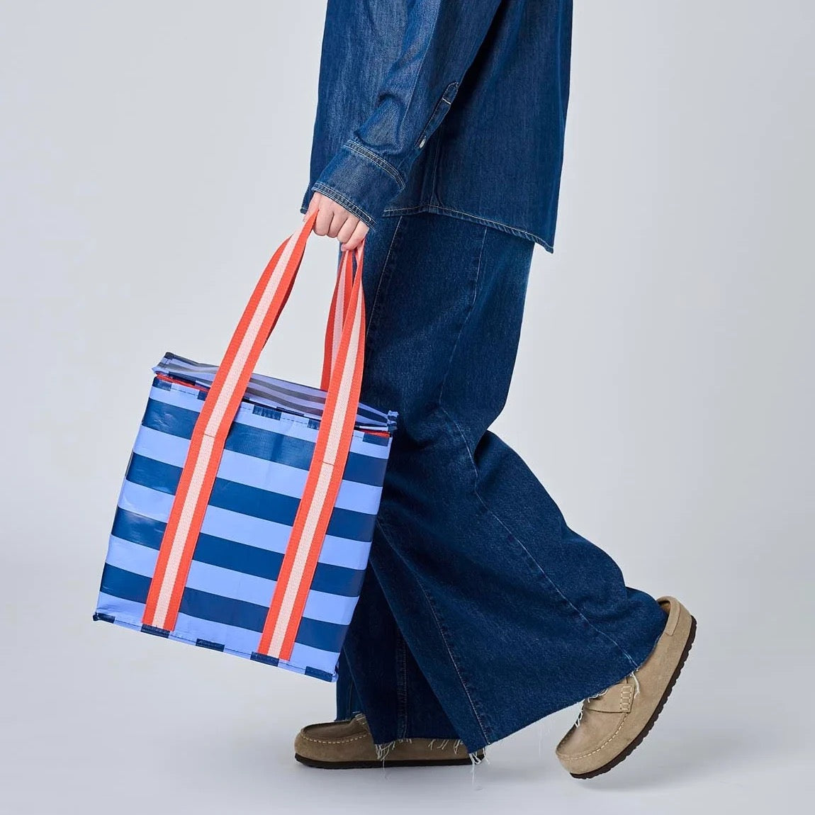 Medium Insulated Tote - Blue Stripe
