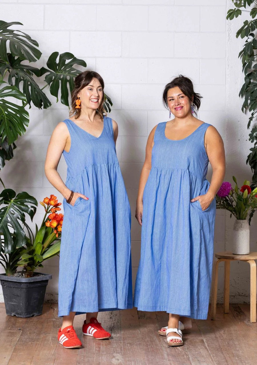 Reversible Dress - Thin Pin Blue