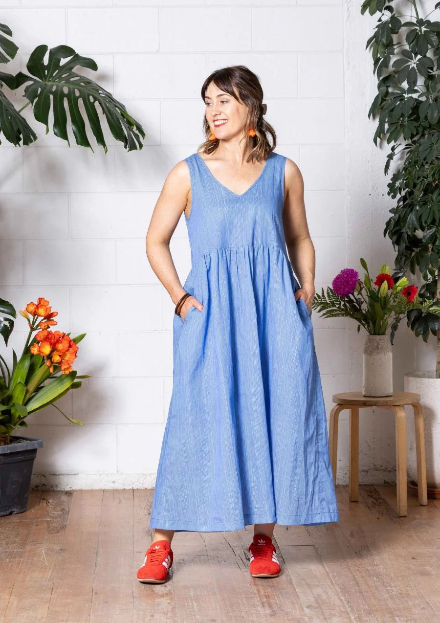 Reversible Dress - Thin Pin Blue