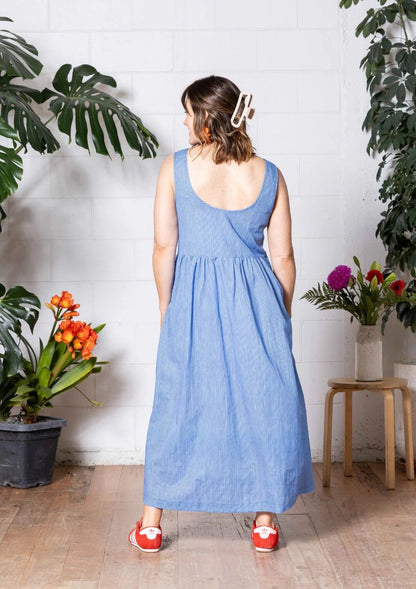 Reversible Dress - Thin Pin Blue