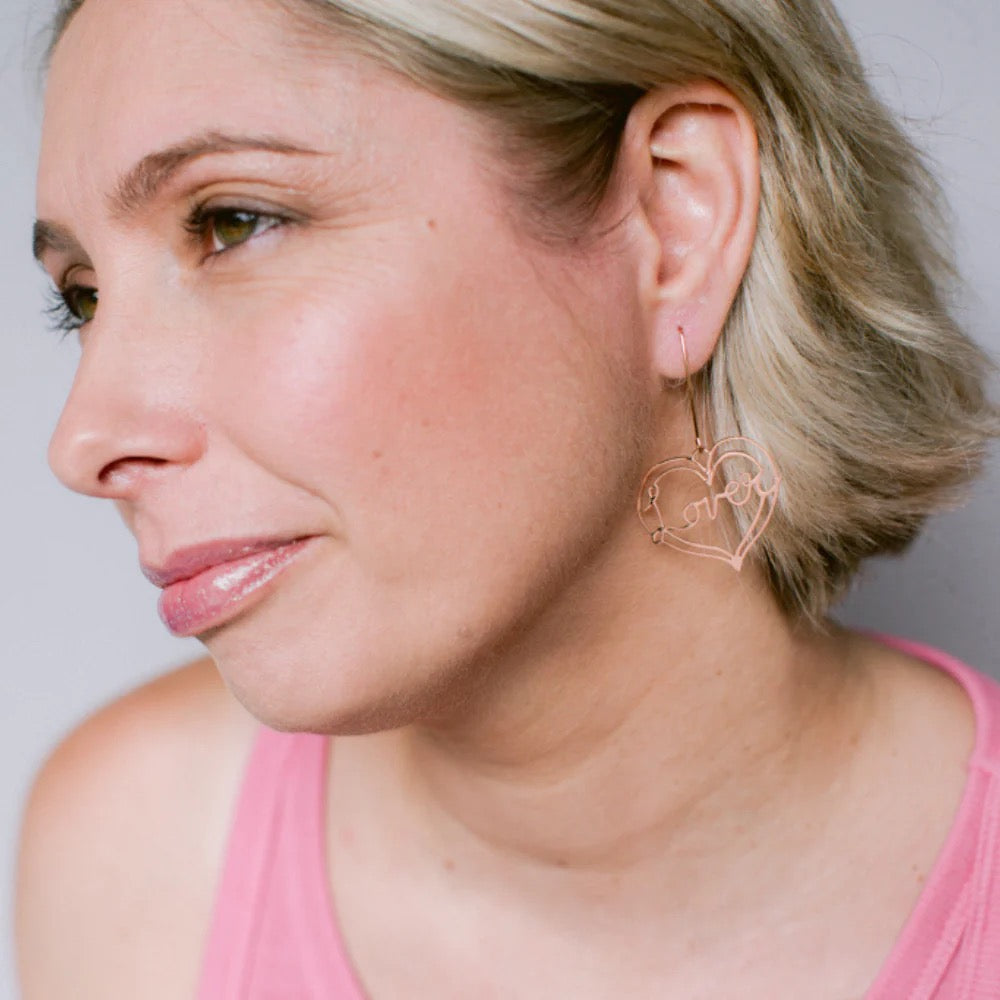 Midi lover Heart Earrings in Rose Gold