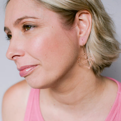 Midi lover Heart Earrings in Rose Gold