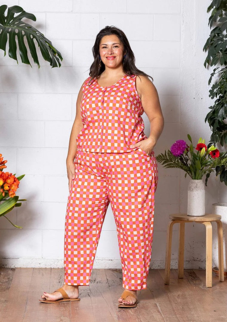 Balloon Pant - Handdrawn Check Burnt Orange