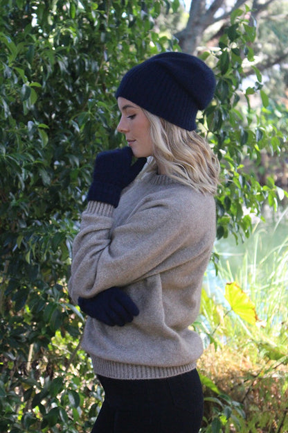 Possum Merino Turn Back Beanie - Midnight Blue