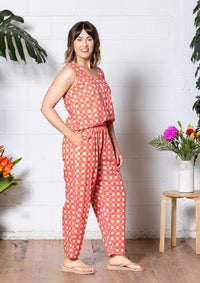 Balloon Pant - Handdrawn Check Burnt Orange