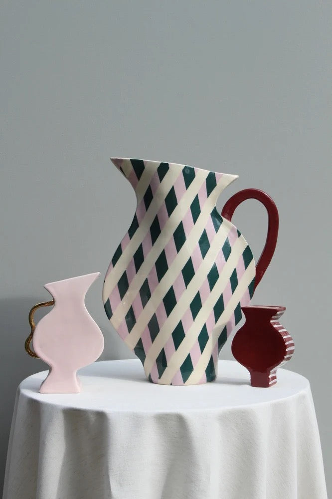 Small Burgundy Vase with white Stripes by Formantics