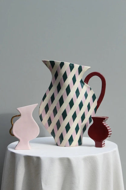 Small Burgundy Vase with white Stripes by Formantics