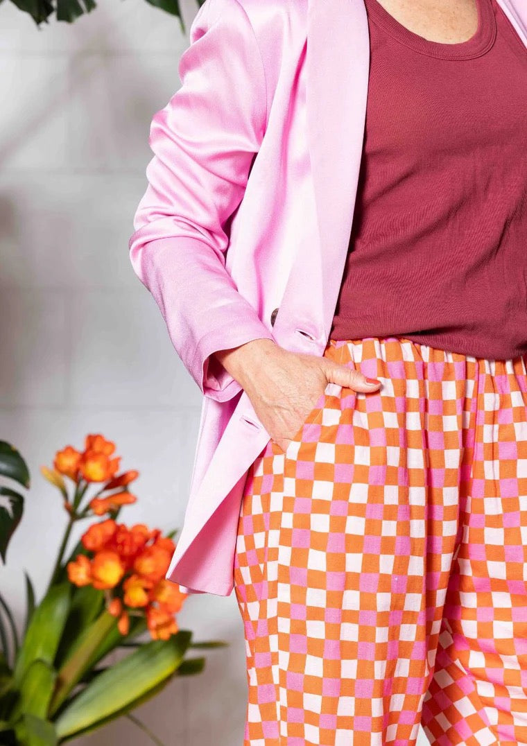 Balloon Pant - Handdrawn Check Burnt Orange