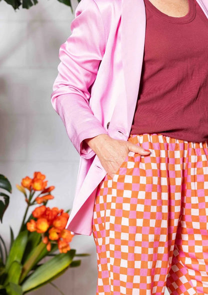 Balloon Pant - Handdrawn Check Burnt Orange