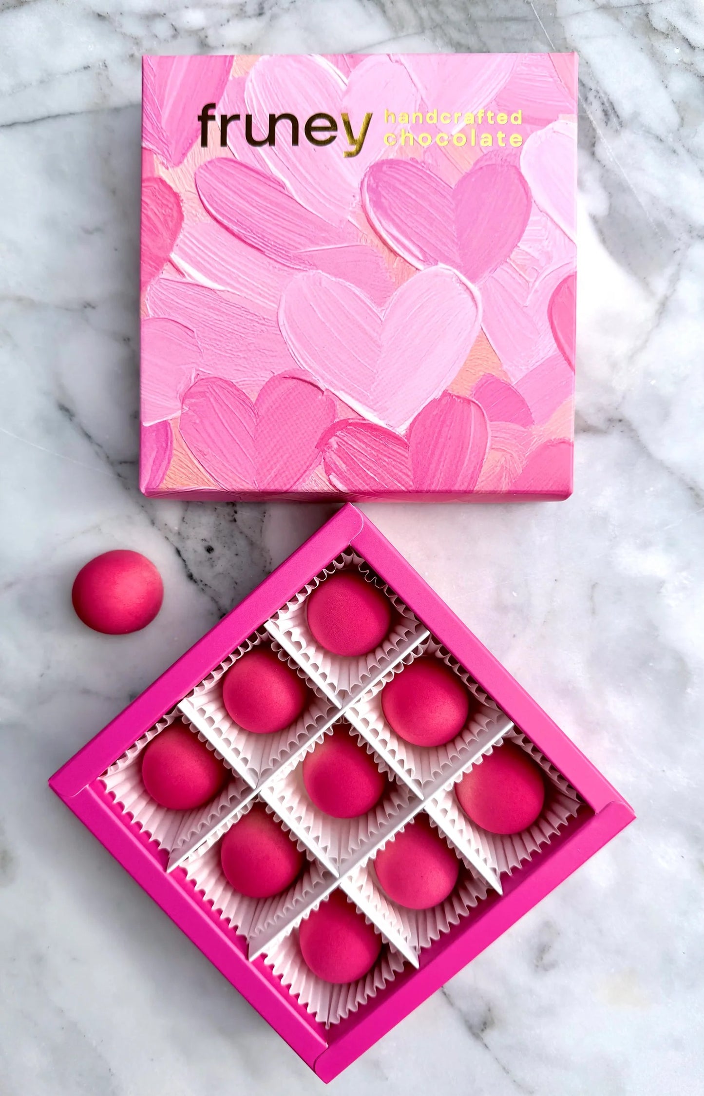 Raspberry & Mint White Chocolate Bonbons - Handcrafted  Box of 9