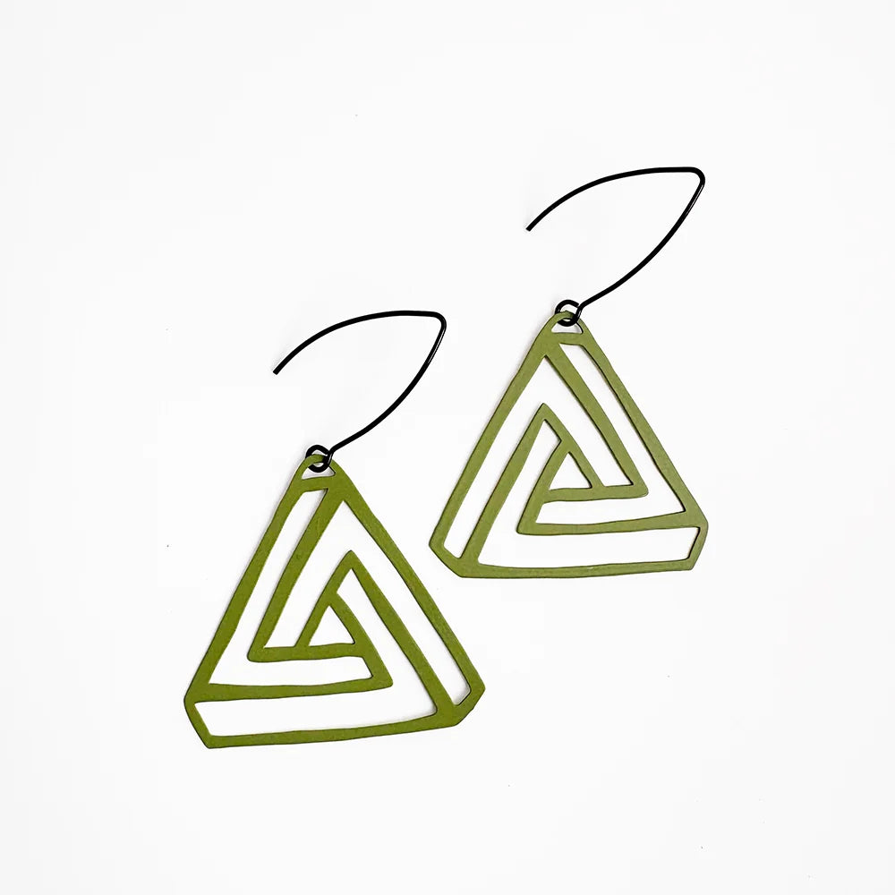 Impossible Triangle Earrings in Sage Green